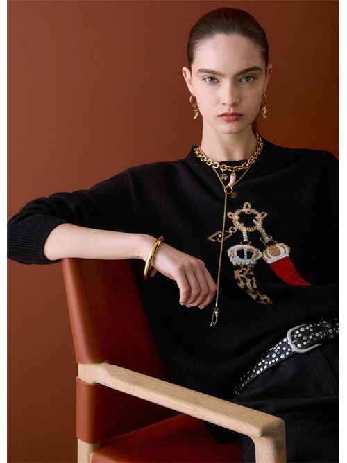 Maglia jacquard in lana con charm LIU JO | WF6457MS009/L9457
